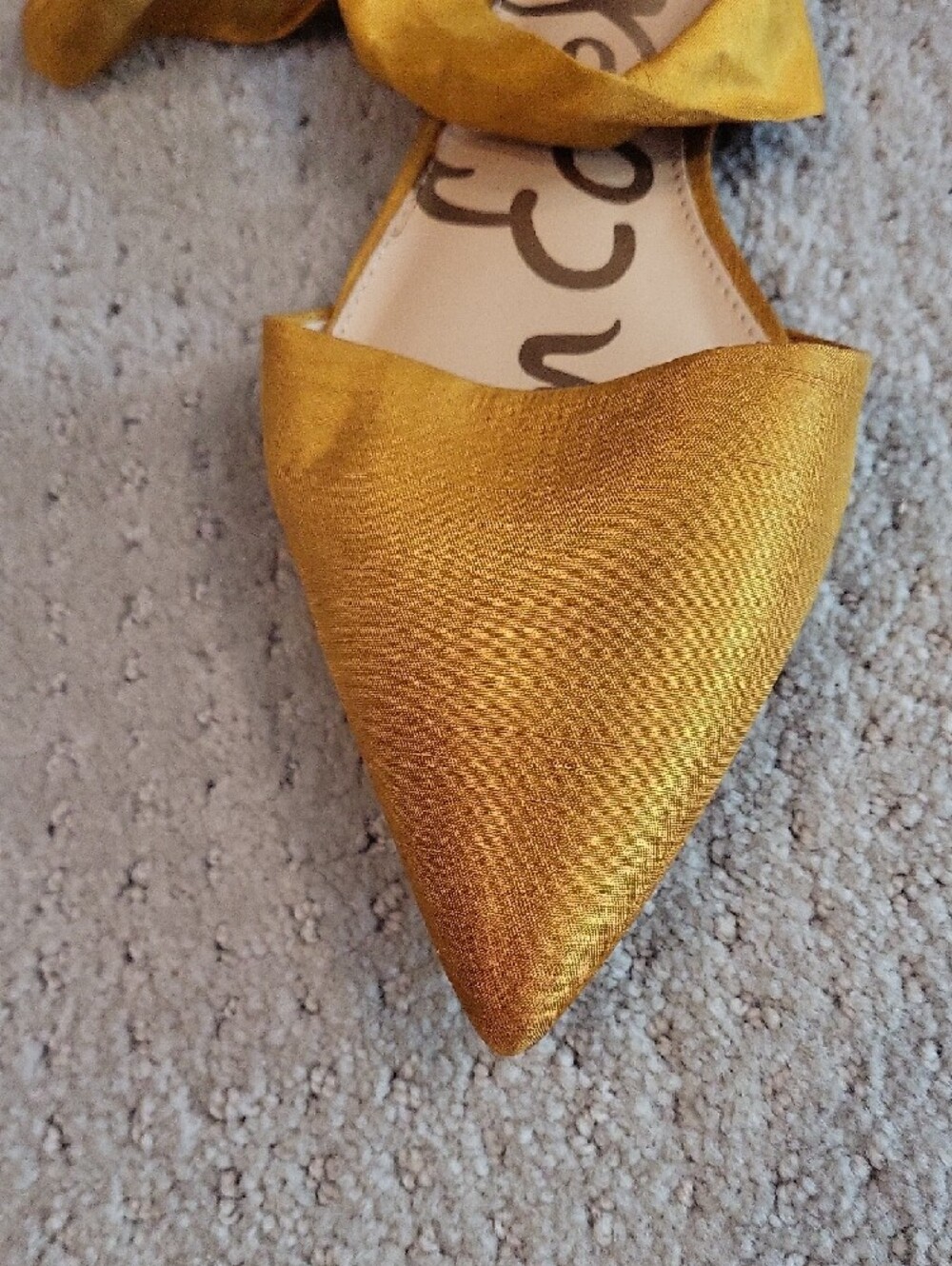 Sam Edelman Golden Yellow Pointed Toe Wrap Flats - Picture 3 of 5